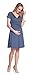 Happy Mama. Women's Maternity Jersey Flare Baby Shower Dress Short Sleeves. 108p (Blue Grey, US 6, M)