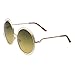 grinderPUNCH Women's Round Oversized Wire Sunglasses in Metal Gold Green