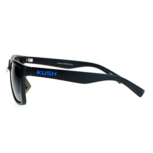 KUSH Sunglasses Simple Classic Square Frame Unisex Shades Matte Black Blue