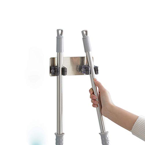 Broom Holder Wall Mount,Broom Hanger Wall Mount,Stainless Steel Heavy Duty Tool Broom Organizer Wall Mount Bathroom Home Kitchen Garage Garden (1pc, white)
