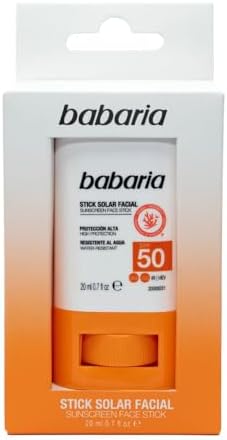 Babaria - Palito Solar Facial 50 | Alta Proteção com Aloe & Manteiga de Karité | Coral Friendly & Biodegradável | Resistente à água e ao suor | Vegan | Vara Solar para Crianças, 20g