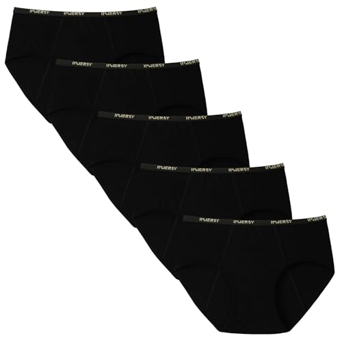 Innersy Perioden Unterwäsche Mädchen Schwarz Menstruationsunterwäsche Kinder Pantys Baumwolle 5 Pack (14-16 Jahre, 5 Schwarz)