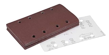 MACHSWON 240 Grit Sanding Sheet Sander Sandpaper Hook and Loop Pads 8 Hole 15pcs for 1/3 sander — image 1
