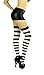 ToBeInStyle Women's Wide Vertical Striped Thigh Hi Stockings - One Size - Black w/White Stripes