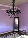 gypsy color The Original Brink House 6 Light Black Hardwire Flush Mount Chandelier H26”xW22”, Black Metal Frame, Glass Stem and Acrylic Crystals