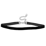Sterling Silver Classic Black Velvet Thick (18mm) or Thin (10mm) 15 Inch Choker Necklace (1X-B6ZW-GL86)