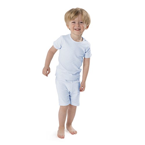 baby deedee Short Sleeve Cotton 2 Piece Tee Shirt/Shorts and Pajama Play Set, Blue Stripes, 6-12 Months