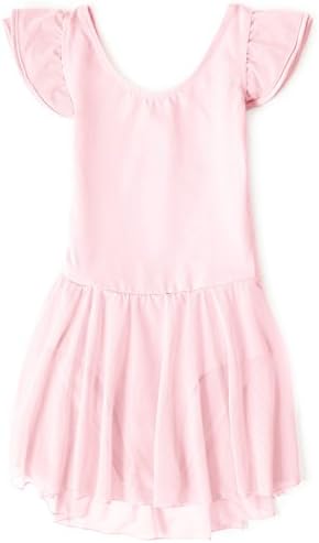 Apexsolaire Gymnastics Leotard For Girsl With Flutter Sleeve (Ballet Pink, 47" Tall - 4-6x - (S))