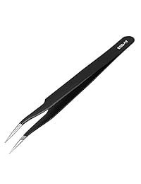 uxcell ESD   Pinzas de acero inoxidable antiestáticas (punta recta, no magnéticas, 4,7 pulgadas)