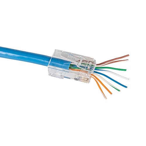 Klein Tools VDV826-702 Pass-Thru Modular Data Plug, RJ45 CAT5E, Pass Through Connectors 50-Pack
