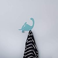 Designer Metal Wall Hanger, Dinosaur & Bird Wall Hook - With 2 Hooks, Bright turquoise