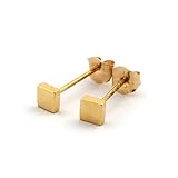 14k Yellow, White or Rose Gold Tiny Square Stud Earrings