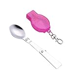 Dreamyth- Outdoor Folding Travel Camping Utensil Stainless Pocket Spoon Fork Portable Tableware