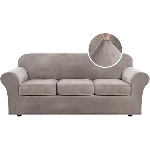 H.VERSAILTEX Modern Velvet Plush High Stretch Sofa Slipcover Furniture Protector Form Fit