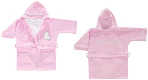 Cotton Hooded Embroidered Toddler Bathrobe-DOLLY PINK