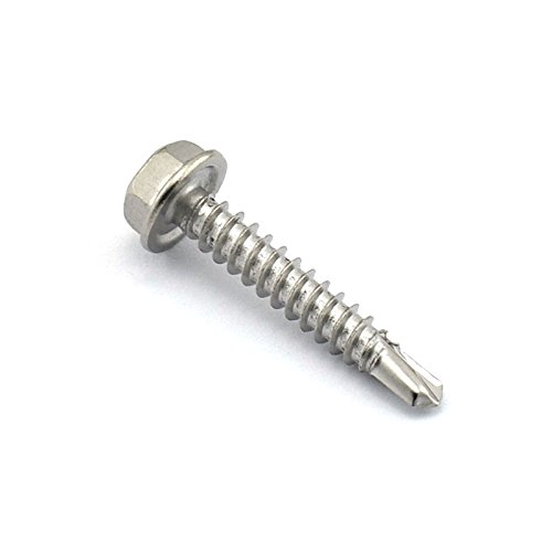 50pcs #8 1 Inches Self-Drilling Dovetail Screws 410 Stainless Steel Hex Washer Head Tapping Screw Tek Screws