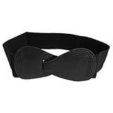8-shaped Interlocking Buckle Stretchy Ladies Cinch Belt Black