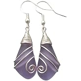 Yinahawaii Handmade Hawaiian Sea Glass Earrings, Wire Wrapped Swirls Earrings, Sea Glass Jewelry For Women Beach Jewelry For Women, Unique Birthday Gift For Women