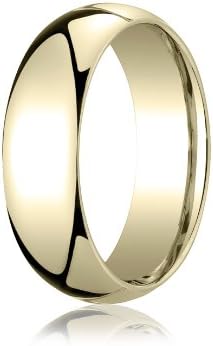 Mens 10K Yellow Gold, 7mm Slightly Domed Standard Comfort-Fit Ring (sz 12.5)