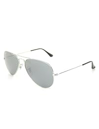 Nuevo Ray Ban Aviator Rb3025 W3275 Plata vidrio Gris Espejo 55 mm anteojos de sol