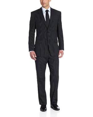 Calvin Klein Men's Black Stripe Slim-Fit Suit