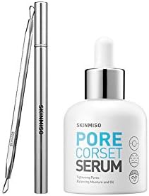 SKINMISO Professional Blackhead Pimple Popper Remover Removal Tool & Pore Corset Serum 30ml Tightening Pores Set