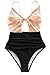CUPSHE Women's Sweet Honey Bowknot One-Piece Swimsuit Beach Swimwear, L Multi-Color