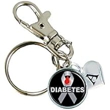 Custom Diabetes Awareness Ribbon Silver Key Chain Initial Family Charm