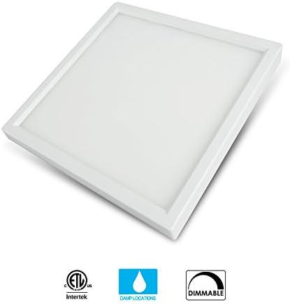 JULLISON 5 Inch LED Surface Mount Ceiling Disk Light Fixture, 120V, 10W, 650LM, 3000K Soft White, CRI80, Driverless, ETL certified, Damp Location, White - Square, 1 Pack