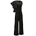Bodycon4U Women's Ruffle High Waist Clubwear Long Wide Leg Pants Jumpsuit Rompers Black 2XL