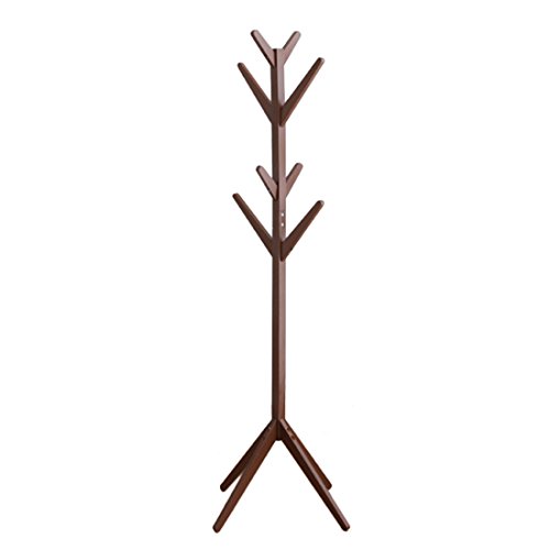 Fcoson Wooden Coat Hat Hanger Racks Free Standing 8 Hooks - Coffee