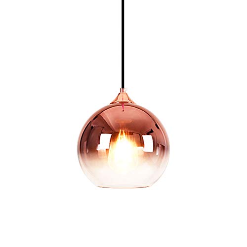MZStech Spherical Gradient Color Glass Pendant Light Modern Glass Globe Lamp Chandelier Hanging Light (Rose Gold, 30cm)