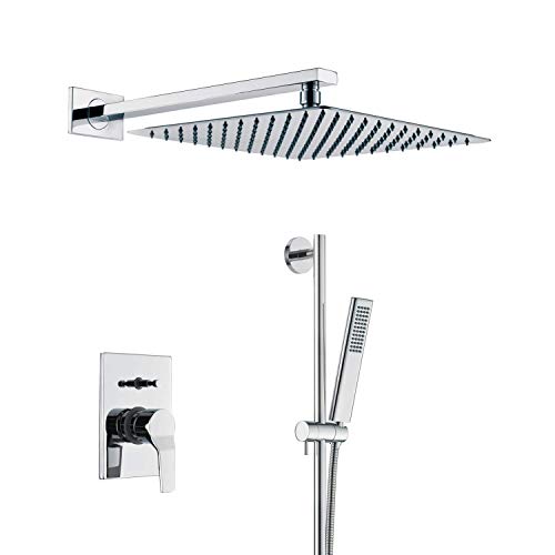 IRIBER Shower System with 12 Inch Rain Shower Head, Handheld Shower head, Shower Faucet Mixer Valve, Adjustable Height Slide Bar, Bathroom luxury Shower Set Combo Wall Mount Chrome Finish - Thumbnail 7