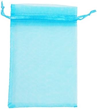 ATCG 100pcs 5x7 Inches Drawstring Organza Pouches Wedding Party Favor Gift Candy Bags (Pack of 100pcs) (Aqua Blue)