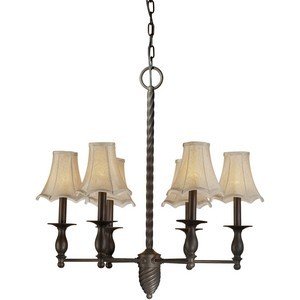 Forte Lighting 2521-06-32 Traditional 6LT Chandelier, Antique Bronze Finish with Ivory Fabric Shades