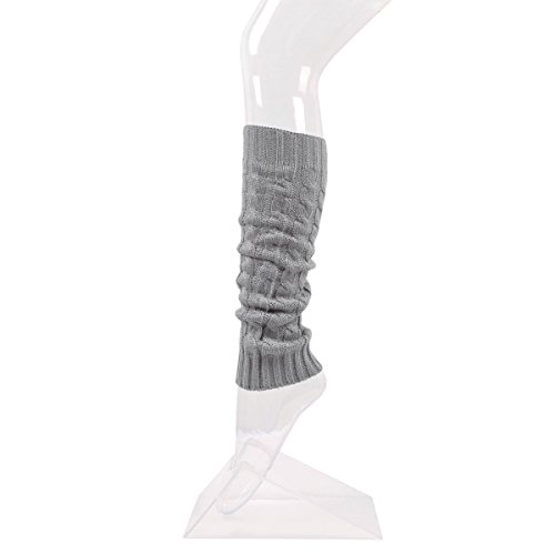 Premium Solid Color Soft Cable Knit Leg Warmers, Grey