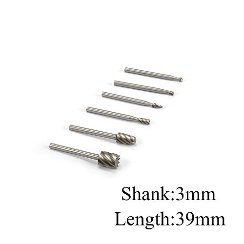 6Pcs HSS Flute Straight End Mill Cutter Set Single Cut Burr Bits Rotary Files for Woodworking Electric Tool