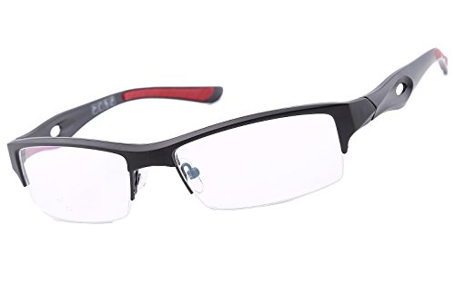 Agstum TR90 Mens Womens Sports Optical Half Rim Glasses Frames (Matte black, 54)