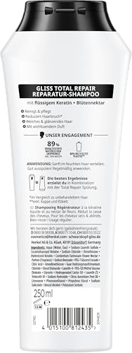 Gliss Shampoo Total Repair (250 ml), Haarshampoo mit flüssigem Keratin & Blüten-Nektar, Pflegeshampoo für trockenes und geschädigtes Haar reduziert Haarbruch 3