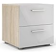 Tvilum Austin 2 Drawer Nightstand, Oak Structure/White High Gloss