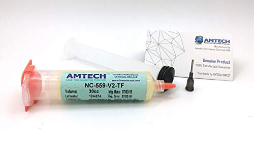 AMTECH NC-559-V2-TF Solder Flux - 30cc Dispensing Kit Including Plunger and Tip