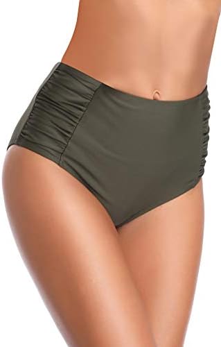 olive green high waisted bikini bottoms
