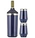Reduce Wine Cooler Set - Stainless Steel Wine Bottle Cooler Set with 2 12oz Insulated Wine Tumblers - Keep Wine at the Perfect Temperature, No Ice Required, Fits Most Wine Bottles - Denim