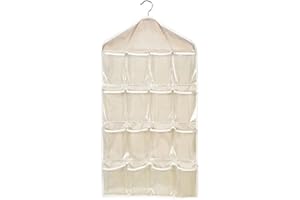16 Pockets Transparent Hanging Closet Hanging Wardrobe Storage Bra Underwear Socks Ties Organizer Gray Comfortable and Eco-Fr