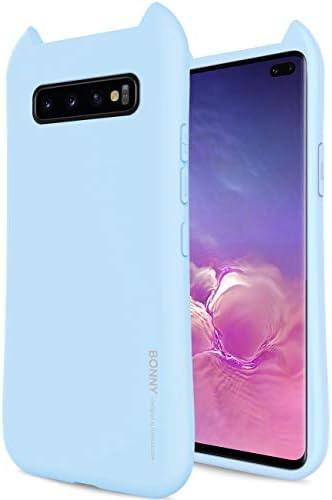 Qoosan Galaxy S10 Plus Case 3D Design Ears Soft Rubber TPU Jelly for Samsung Galaxy S10 Plus (2019) - Matte Sky Blue
