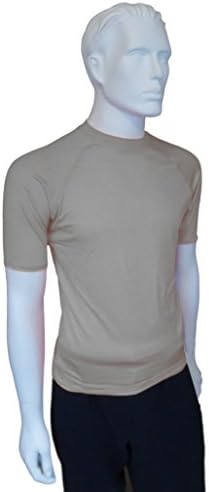 Mens Short Sleeve ( SS ) Snug Fitting Rash Guard, Swimming Shirt, UV Protection 50+ (Silver, Large)