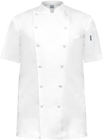 Newchef Fashion Prince White Egyptian Cotton Chef Coat Breast Pocket Short Sleeves S White
