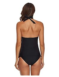 Seabye Trajes de baño de dos piezas con cuello en V sexy, sin espalda, con lunares