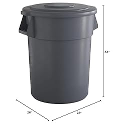 5 Pack! 55 Gallon Round Trash Can with Lid, 200