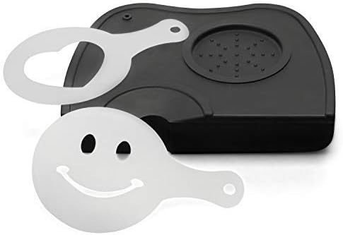 Laniva - Espresso Barista Tamper Mat with 2 Coffee Stencils for Cocoa Powder Design, 7 x 5 Inch